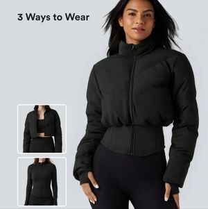 Halara Black 2-in-1 Cropped Puffer Jacket Size Medium NWT
